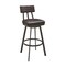 Armen Living Jinab Swivel Bar Stool in Brown Metal with Brown Faux Leather 840254335257 - alternate 1